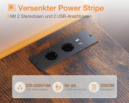 L-förmiger Schreibtisch 140x80x84.7cm Braun mit 4 Schubladen & Monitorablage