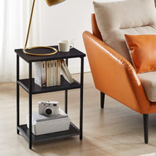 IBUYKE Beistelltisch mit 3 Ebenen Schwarz Industrie-Design