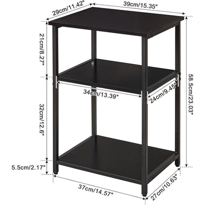 IBUYKE Beistelltisch mit 3 Ebenen Schwarz Industrie-Design