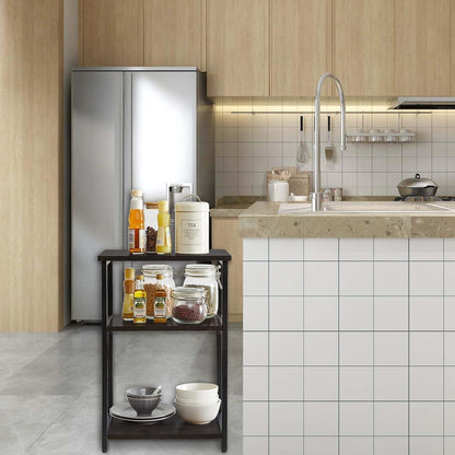 IBUYKE Beistelltisch mit 3 Ebenen Schwarz Industrie-Design