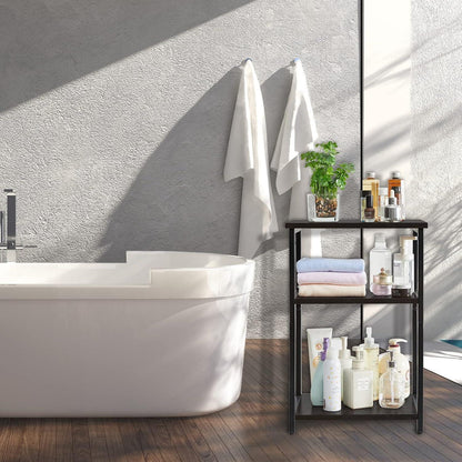 IBUYKE Beistelltisch mit 3 Ebenen Schwarz Industrie-Design