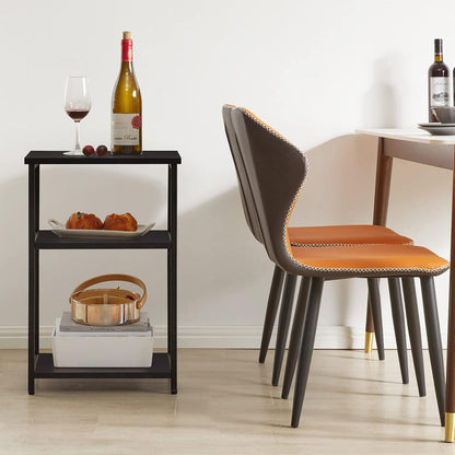 IBUYKE Beistelltisch 3 Ebenen Schwarz Industrie-Design
