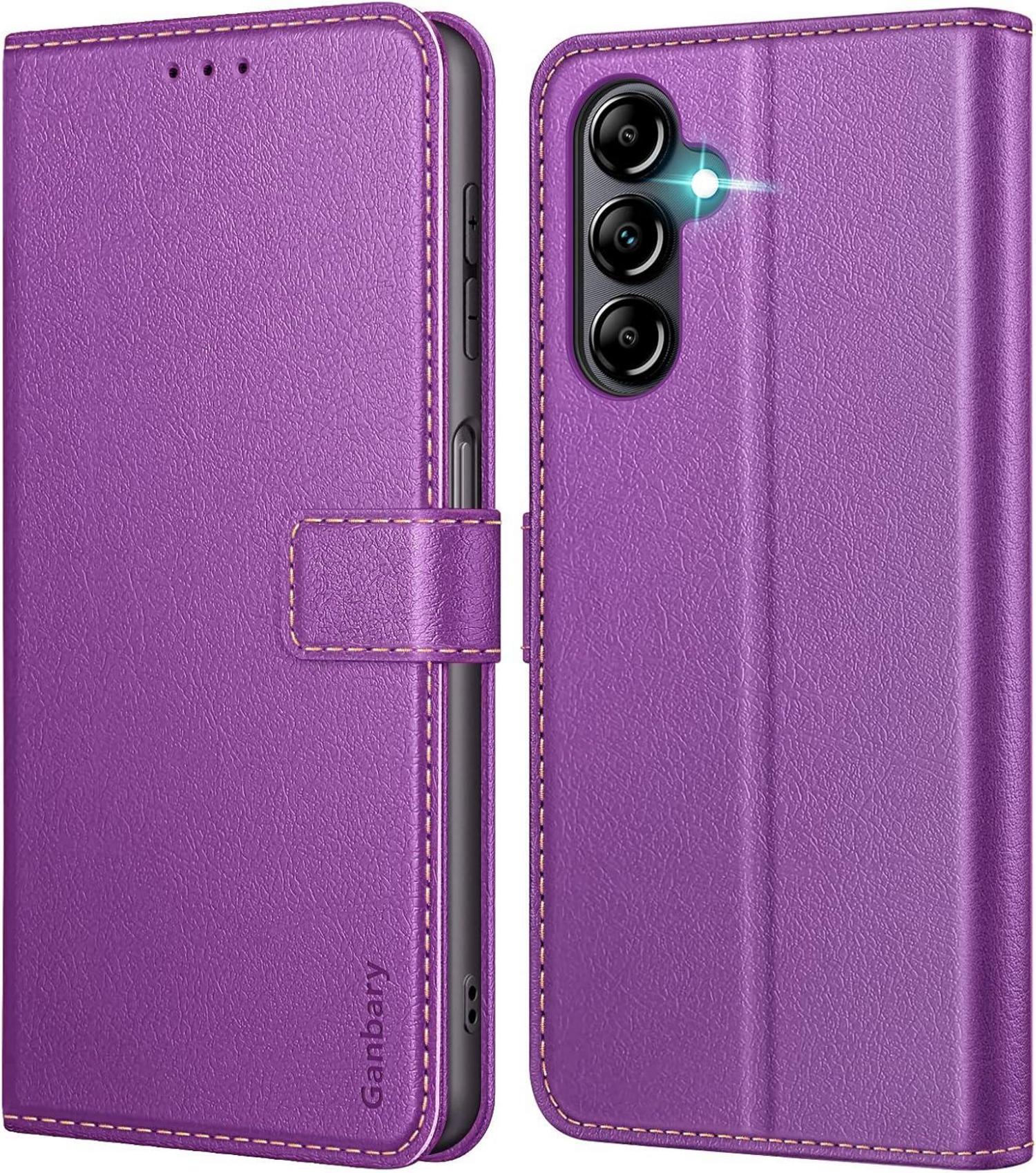 Galaxy A14 4G/5G Handyhülle Leder Klapphülle Violett