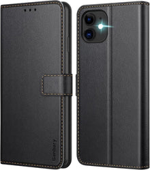 iPhone 11 Handyhülle Leder Klapphülle Kartenschlitzen Schwarz