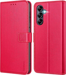 Samsung Galaxy A14 5G Hülle - Premium Leder Klapphülle Rot