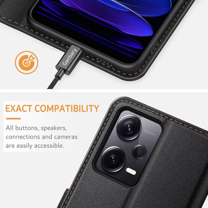 Handyhülle Xiaomi Redmi Note 12 Pro 5G Leder Schwarz Klapphülle