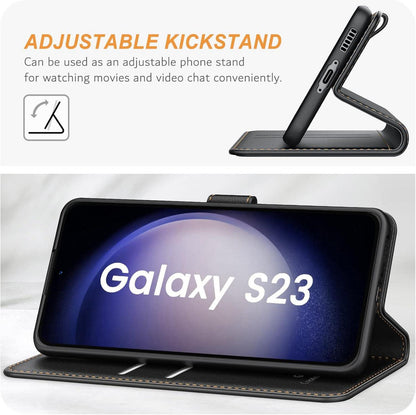 Samsung Galaxy S23 5G Handyhülle Leder Klapphülle Schwarz