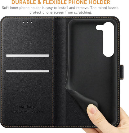 Samsung Galaxy S23 5G Handyhülle Leder Klapphülle Schwarz