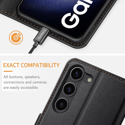 Handyhülle für Samsung Galaxy S23 5G Leder Klapphülle Schwarz