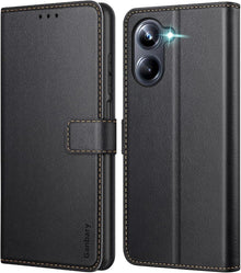 Handyhülle Realme 10 Pro 5G Leder Klapphülle Schwarz