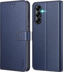 Samsung Galaxy A14 Handyhülle Leder Klapphülle Blau Magnetverschluss