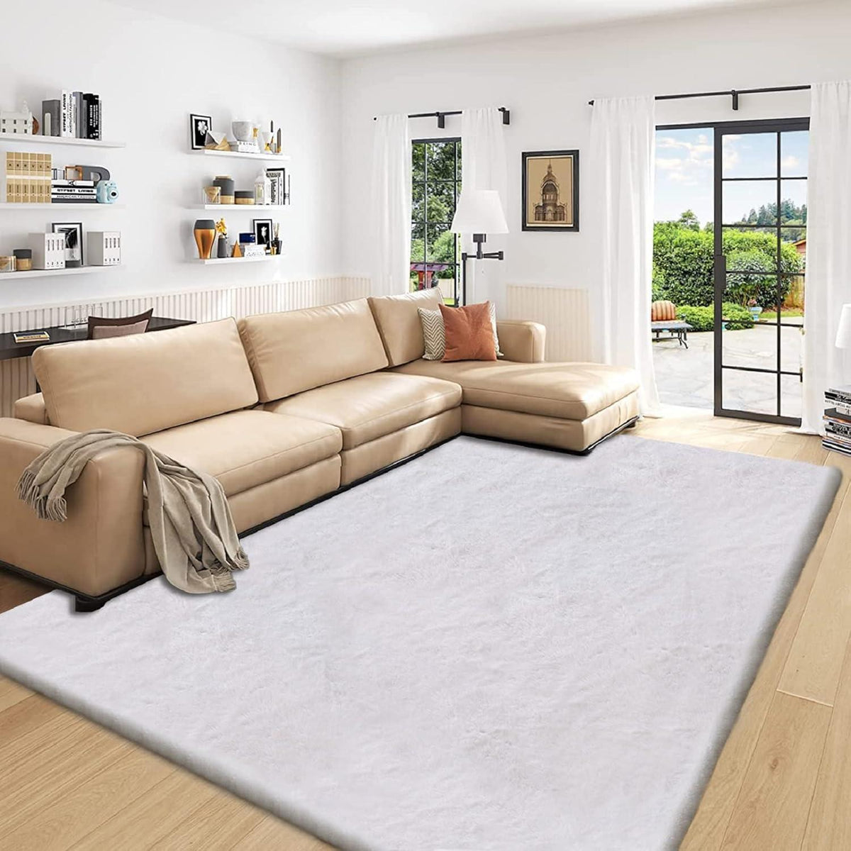 Flauschiger Kunstfell Teppich Grau 180x270 cm – Wohnzimmer & Schlafzimmer