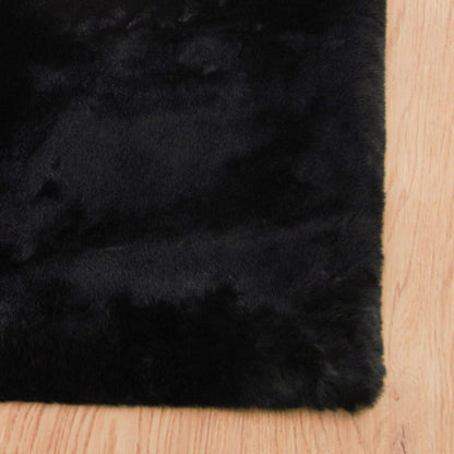 Runder Fellteppich Schwarz 150cm – Flauschiger Wohnteppich Schlafzimmer