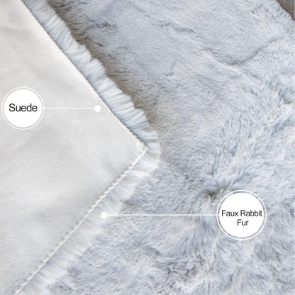 Runder Fellteppich Grau 150cm - Flauschiger Kunstfell Teppich