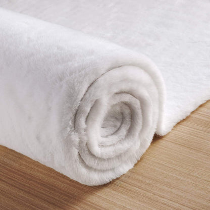 Flauschiger Teppich Weiß 150x240 cm – Weicher Wohnzimmer Teppich