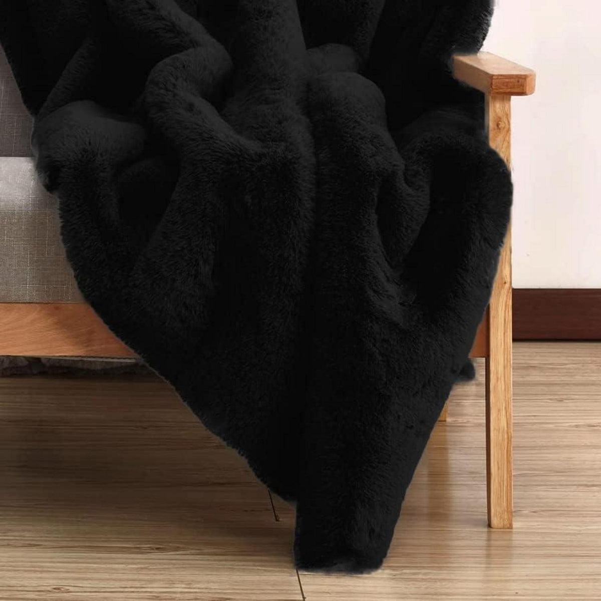 Flauschiger Fellteppich Schwarz 150x240 cm – Wohnzimmer Teppich