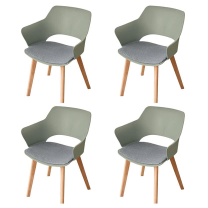 Esszimmerstuhl Set 4er-Pack, Grün, Massivholz & Stoff