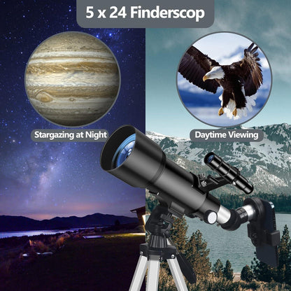 Teleskop Astronomie 70/400mm für Anfänger mit Stativ und Sucherfernrohr