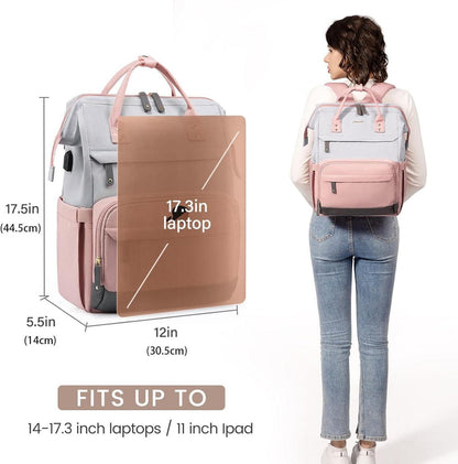Rucksack Damen 17.3 Zoll Laptop Schultasche Groß Business