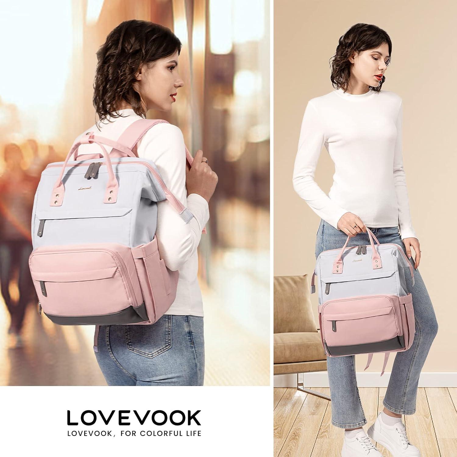 Damen Laptop Rucksack 17.3 Zoll Groß Wasserdicht Schule Reise Uni Business Grau