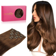 Echthaar Clip-Ins Schokoladenbraun 45cm 120g
