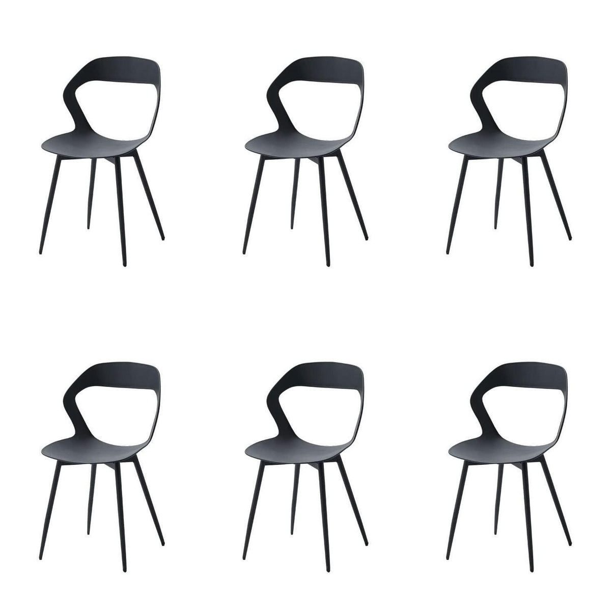 Moderner Esszimmerstuhl 6er-Set Schwarz – Skandinavischer Designstuhl