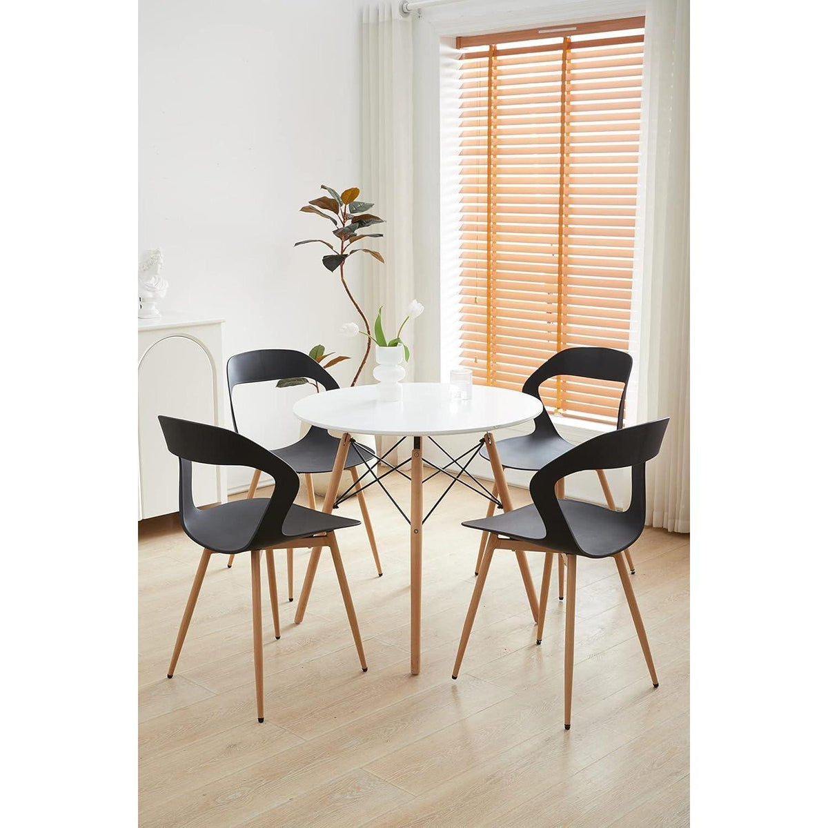 Moderner Esszimmerstuhl 6er-Set Schwarz & Natürliche Farbe