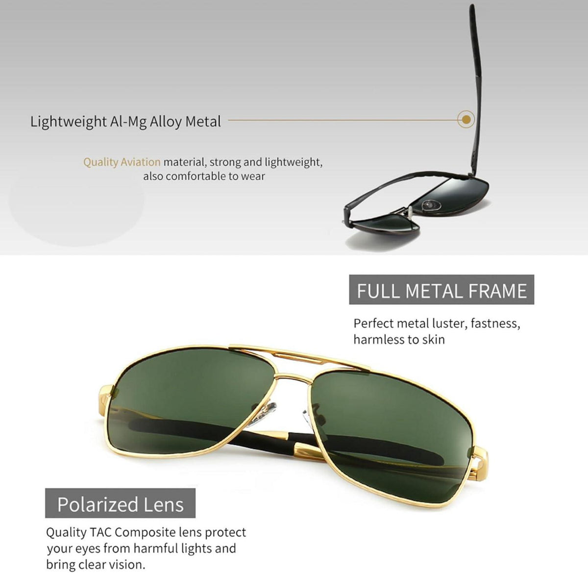 Polarisierte Herren Sonnenbrille Metallrahmen Angeln Golf