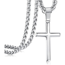 925 Silber Kreuz Kette Halskette Edelstahl Panzerkette