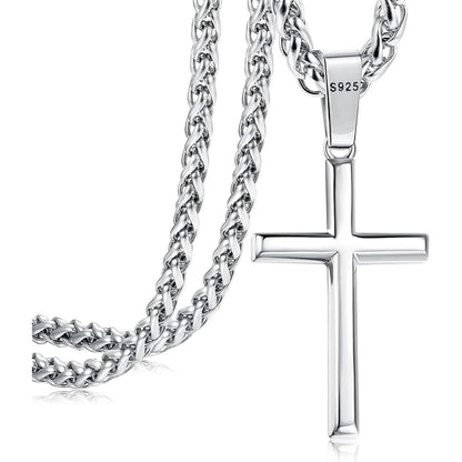 925 Silber Kreuz Kette Halskette Edelstahl Panzerkette