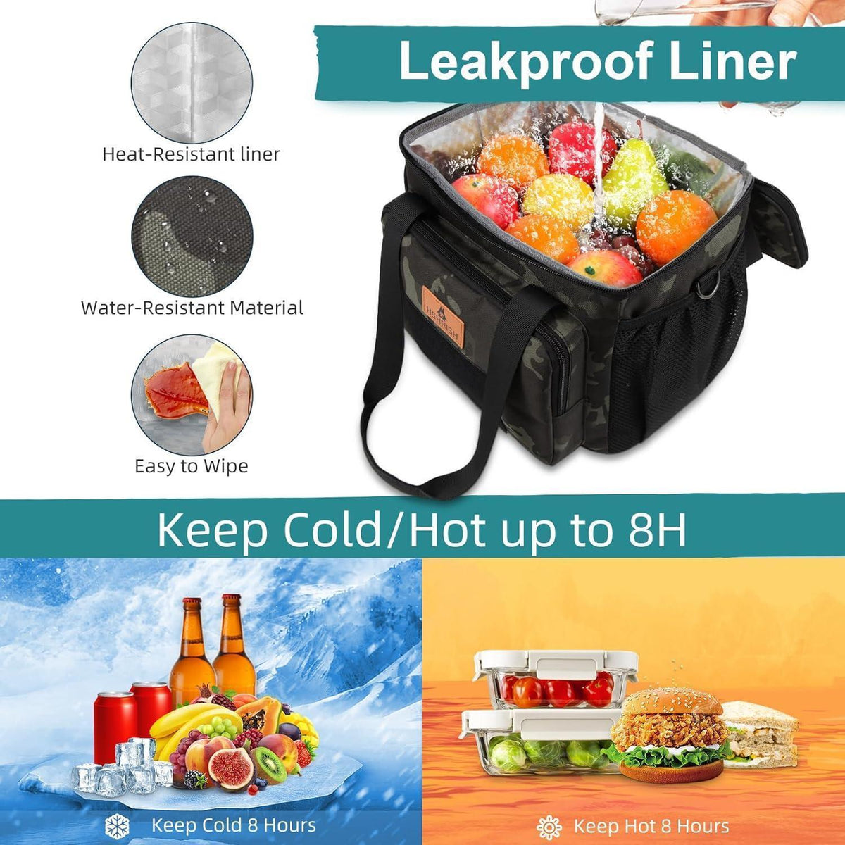 Taktische Lunchtasche isoliert, wasserdicht & geräumig