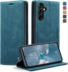 Handyhülle Samsung Galaxy A54 5G Premium Leder Flip Case Blaugrün