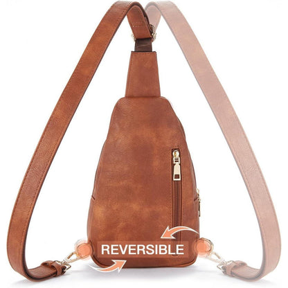 Telena Damen Crossbody Umhängetasche Braun 1 in Lederoptik