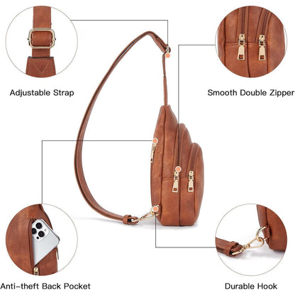 Telena Damen Crossbody Umhängetasche Braun 1 in Lederoptik