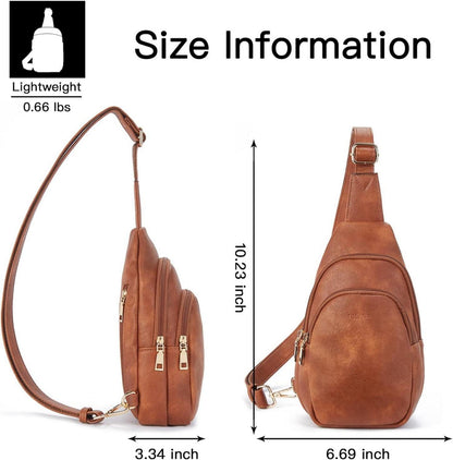 Telena Crossbody Umhängetasche Damen PU Leder Braun Bauchtasche