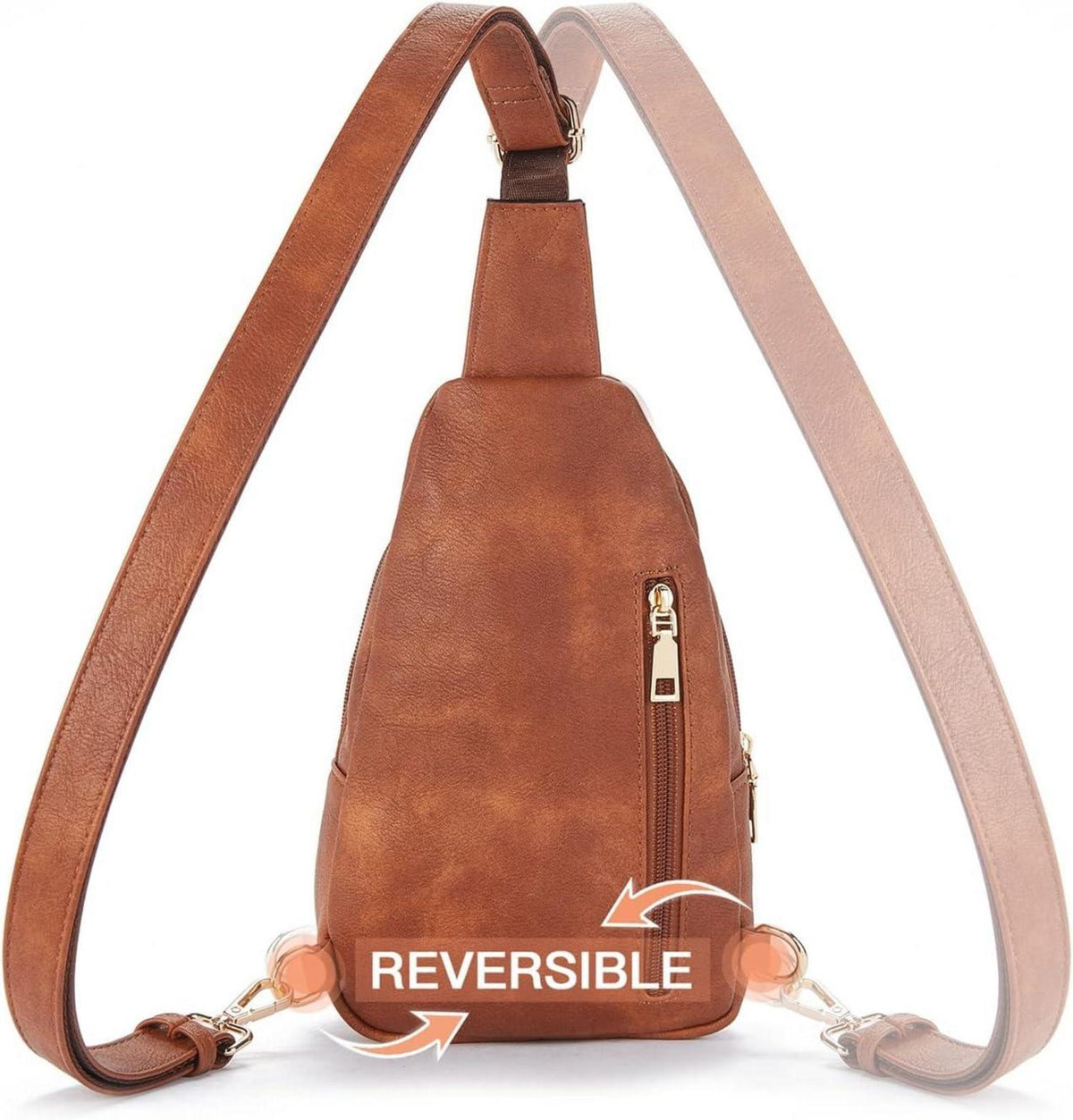 Telena Damen PU Leder Crossbody Brusttasche Schultertasche Braun