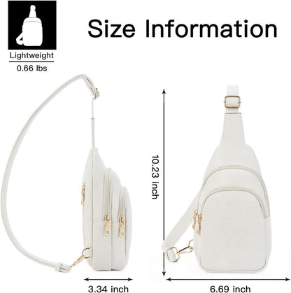 Telena Damen Crossbody Umhängetasche PU Leder Beige