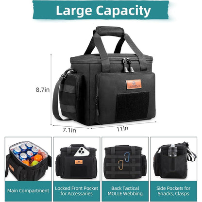 Taktische Lunchtasche, isoliert, 12L, Schwarz