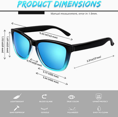 CGID Polarisierte Retro Sonnenbrille UV400 Vintage Rechteckig Eckig Sport