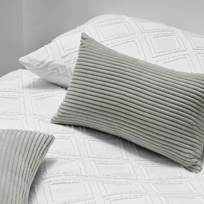 Topfinel Kissenbezug 30x50 grau 2er Set Kordsamt gestreift Wohnzimmer