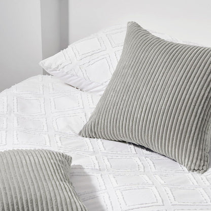 2er Set Kissenbezüge 45x45 grau Kordsamt gestreift Wohnzimmer Schlafzimmer