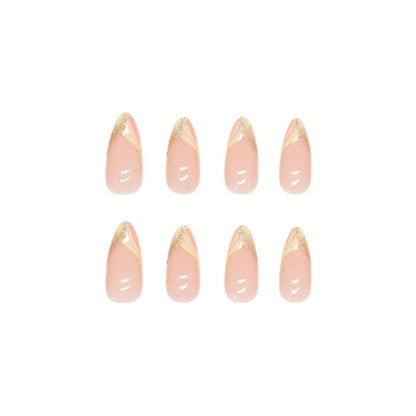 24er Set Glitter Mandel Nägel Stiletto - Rainbow French
