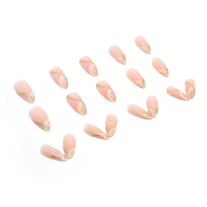 Glitter Nägel Zum Aufkleben Stiletto Mittel Rainbow French Fake Nails