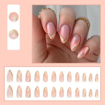 24x Glitter Mandel Nägel Stiletto Rainbow French Press on Nails