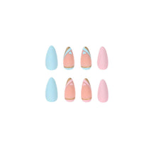 24 Matt Stiletto Nägel Aufkleben Kurz Herz Pale Blau Pink