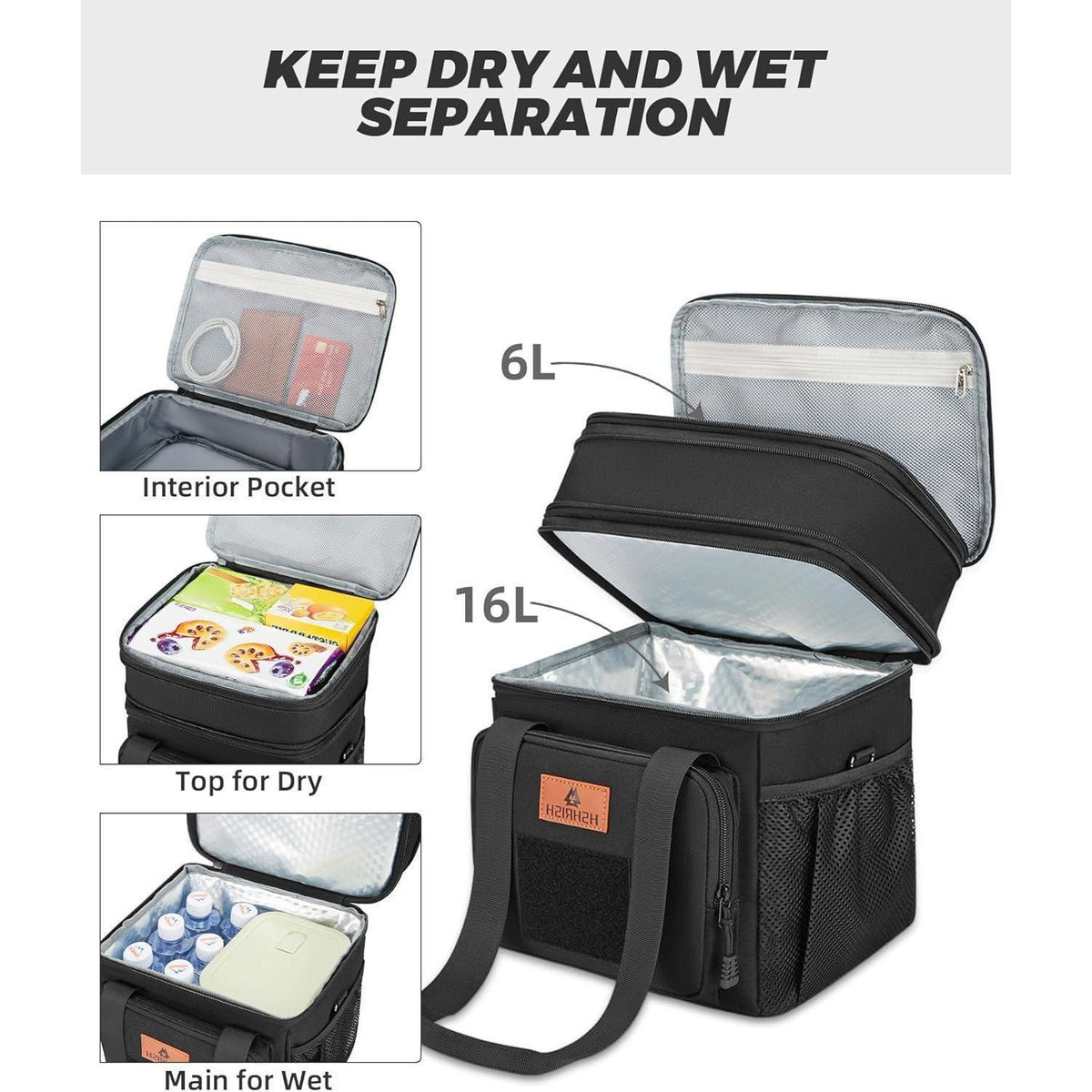Taktische Lunchtasche, isoliert & wasserdicht, 22L Schwarz