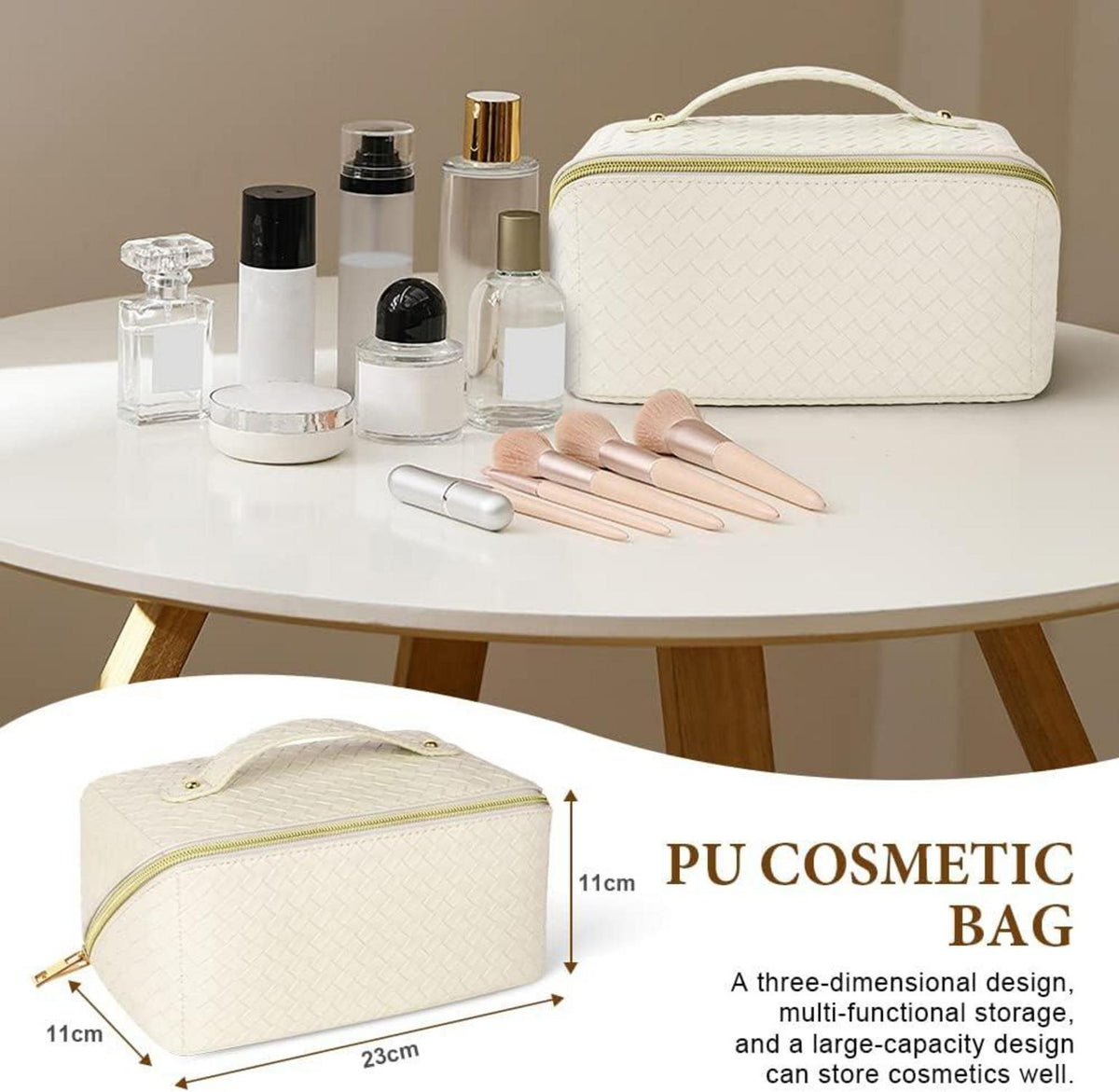 Aucuu Reise Kosmetiktasche PU Leder Make-up Tasche Kapazität