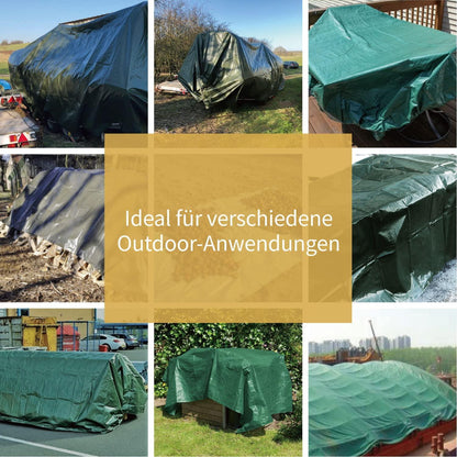 Abdeckplane Wasserdicht 4m x 6m Grün 160g/㎡ Schutzplane Allzweckplane