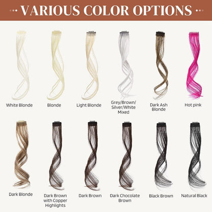 Clip-in Pony Dunkelbraun mit Kupfer Highlights – 30cm