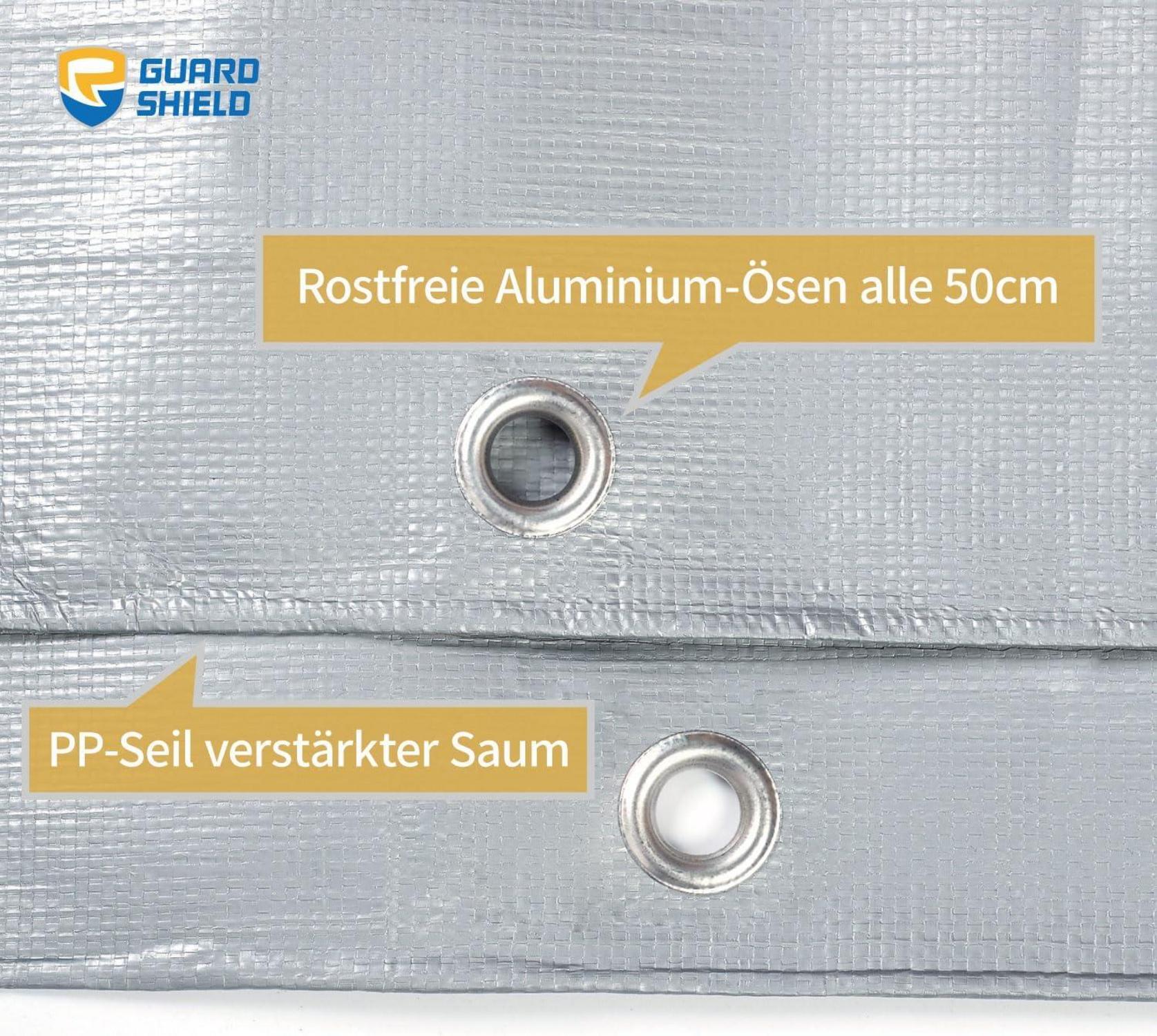 Abdeckplane mit Ösen 3m x 3m Wasserdicht Grau 160g/m²UV-stabilisiert Schimmelresistent